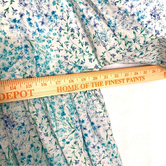 ZARA Blue Floral Print Cotton Poplin Dress Size Small - Picture 4 of 7